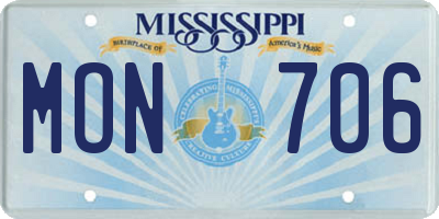 MS license plate MON706