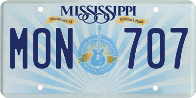 MS license plate MON707