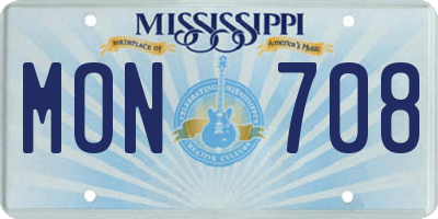MS license plate MON708