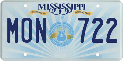 MS license plate MON722