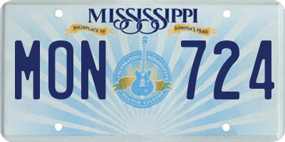 MS license plate MON724