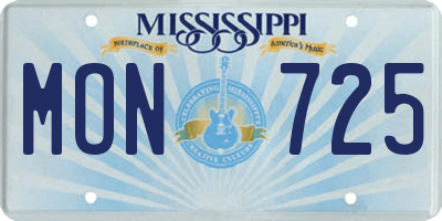 MS license plate MON725