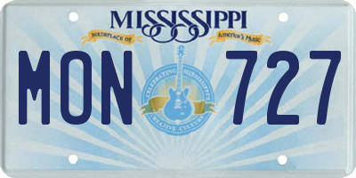 MS license plate MON727