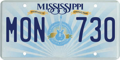 MS license plate MON730