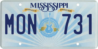 MS license plate MON731