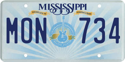 MS license plate MON734