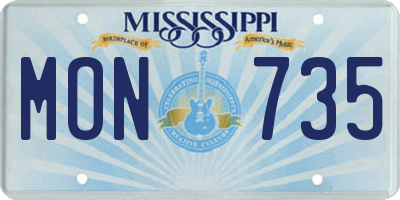 MS license plate MON735