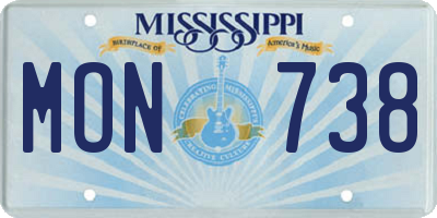 MS license plate MON738