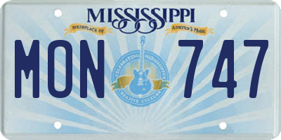 MS license plate MON747