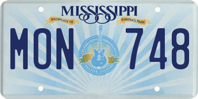 MS license plate MON748