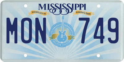 MS license plate MON749