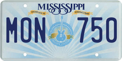 MS license plate MON750