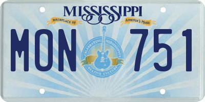 MS license plate MON751