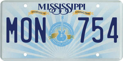 MS license plate MON754