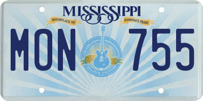 MS license plate MON755
