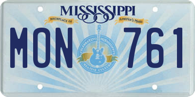 MS license plate MON761