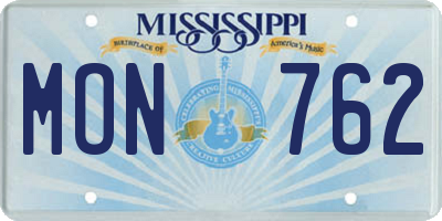 MS license plate MON762
