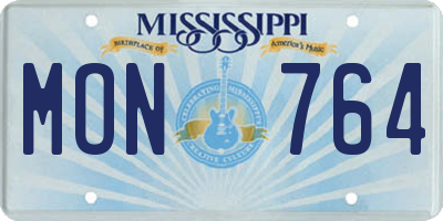 MS license plate MON764
