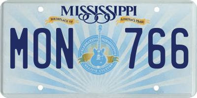 MS license plate MON766