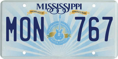 MS license plate MON767