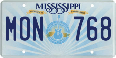 MS license plate MON768