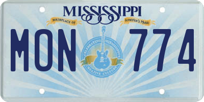 MS license plate MON774