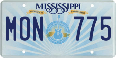 MS license plate MON775