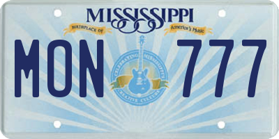 MS license plate MON777