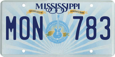 MS license plate MON783
