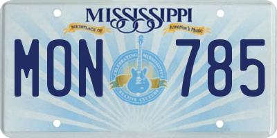 MS license plate MON785