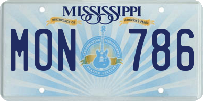 MS license plate MON786