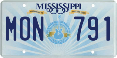MS license plate MON791