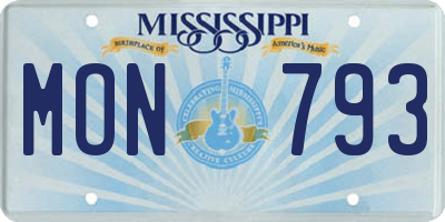 MS license plate MON793