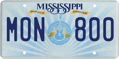 MS license plate MON800