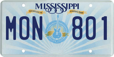 MS license plate MON801