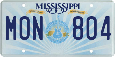MS license plate MON804