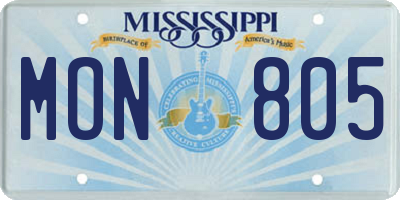 MS license plate MON805