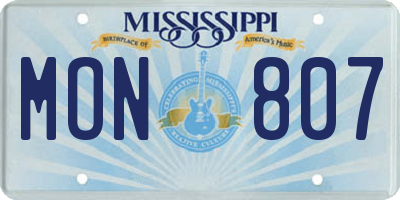 MS license plate MON807