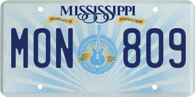 MS license plate MON809