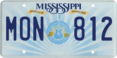 MS license plate MON812