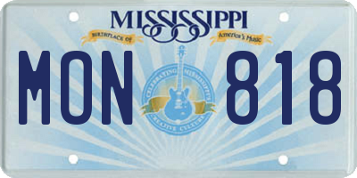 MS license plate MON818