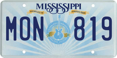 MS license plate MON819