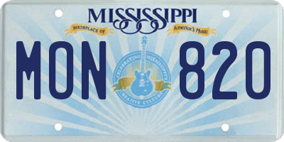 MS license plate MON820