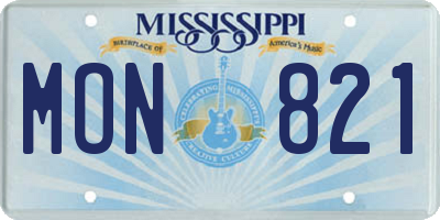 MS license plate MON821