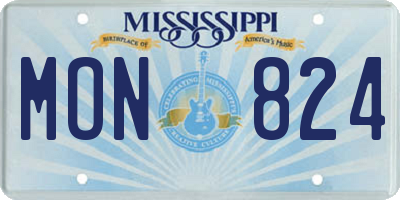MS license plate MON824