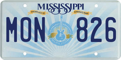MS license plate MON826