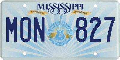 MS license plate MON827