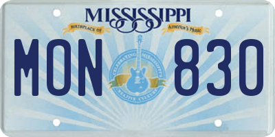 MS license plate MON830