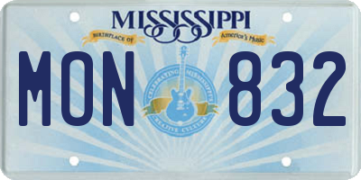 MS license plate MON832