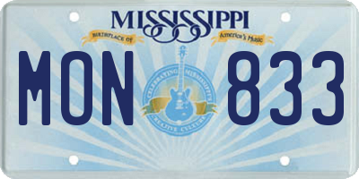 MS license plate MON833